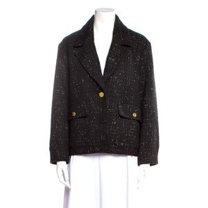 NWT House of Harlow 1960 Black & Gold Tweed Blazer Size Large